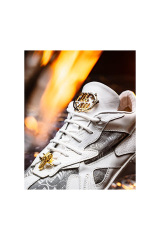 Mauri Sonic 8464/2 Acre & White Exotic Crocodile / Nappa Leather / Fabric Casual Bubble Sneakers (MA5618)-AmbrogioShoes