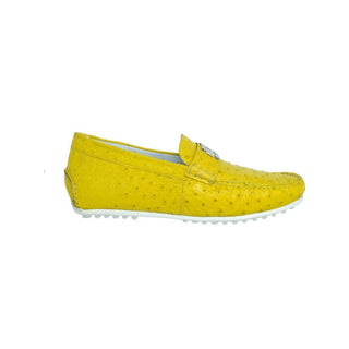 Mauri Sunset Men's Designer Shoes Mimosa Yellow Exotic Ostrich -Casual Loafers 3470 (MA5120)-AmbrogioShoes