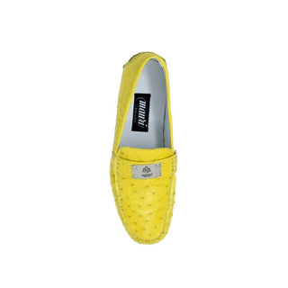 Mauri Sunset Men's Designer Shoes Mimosa Yellow Exotic Ostrich -Casual Loafers 3470 (MA5120)(Special Order)-AmbrogioShoes