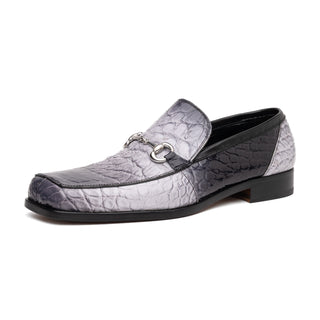 Mauri Switch 3290 Multi Gray & Black Exotic Alligator / Calf-Skin Leather Slip-On Horsebit Loafers (MA5602)(Made to Order)-AmbrogioShoes
