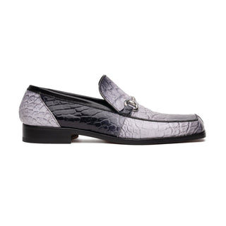 Mauri Switch 3290 Multi Gray & Black Exotic Alligator / Calf-Skin Leather Slip-On Horsebit Loafers (MA5602)(Made to Order)-AmbrogioShoes