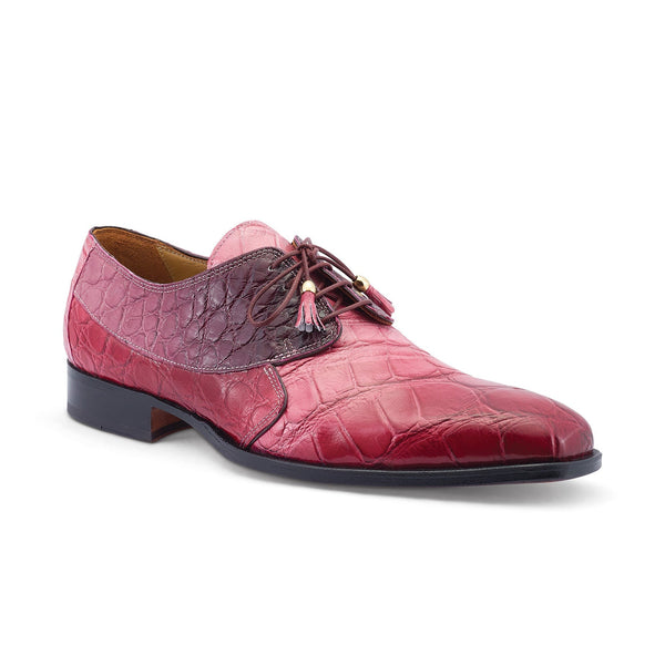 Mauri The Rev 3265 Men's Shoes Pink, Ruby Red & Raspberry Exotic Alligator Dress Derby Oxfords (MA5530)-AmbrogioShoes