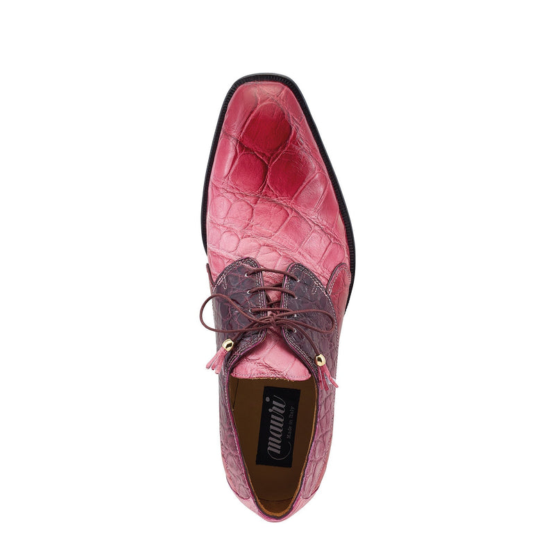 Mauri The Rev 3265 Men's Shoes Pink, Ruby Red & Raspberry Exotic Alligator Dress Derby Oxfords (MA5530)-AmbrogioShoes
