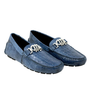 Mauri Tide Men's Designer Shoes Caribbean Blue Exotic Crocodile -Casual Loafers 3485 (MA5119) (Special Order)-AmbrogioShoes