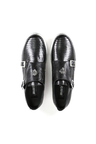 Mauri Trendsetter Black Teju Lizard Casual Sneakers 8592 (MA5121)-AmbrogioShoes