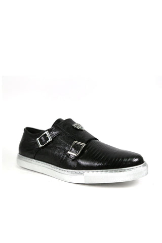 Mauri Trendsetter Men's Designer Shoes Black Teju Lizard Casual Sneakers 8592 (MA5121) (Made to Order)-AmbrogioShoes