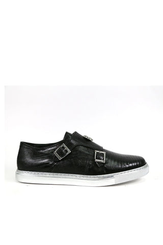 Mauri Trendsetter Men's Designer Shoes Black Teju Lizard Casual Sneakers 8592 (MA5121) (Made to Order)-AmbrogioShoes
