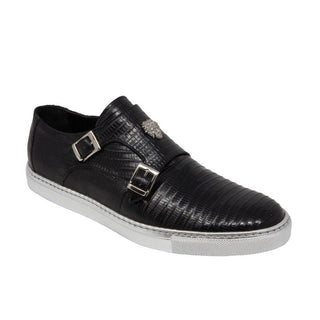 Mauri Trendsetter Men's Designer Shoes Black Teju Lizard Casual Sneakers 8592 (MA5121) (Special Order)-AmbrogioShoes