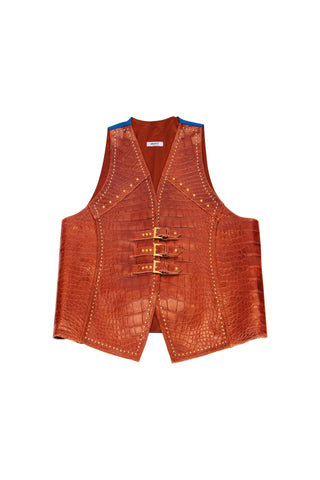 Mauri V72 Men's Accessories Gold Alligator Vest (MAJ1000) (Speical Order)