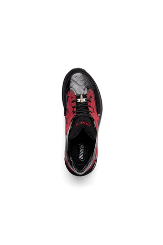 Mauri Vamp 8804-7 Black & Red Exotic Multi Materials Casual Sneakers (MA5578)-AmbrogioShoes
