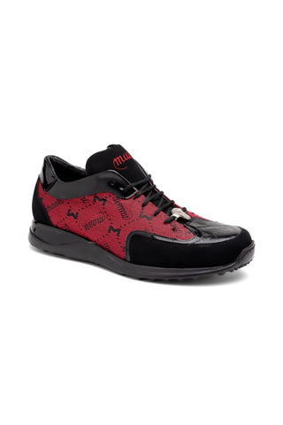 Mauri Vamp 8804-7 Black & Red Exotic Multi Materials Casual Sneakers (MA5578)-AmbrogioShoes