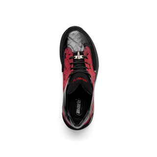 Mauri Vamp 8804-7 Men's Shoes Black & Red Exotic Multi Materials Casual Sneakers (MA5578)(Special Order)-AmbrogioShoes