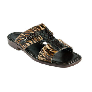 Mauri Whips Men's Designer Shoes Brown & Beige Snake-Skin / Pony Sandals 1450-3 (MAO1000) (Special Order)-AmbrogioShoes