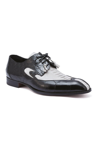 Mauri Whispers 3070 Acre Raindrops & Black Exotic Alligator / Ostrich Leg Derby (MA5256)-AmbrogioShoes