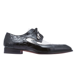 Mauri Whispers 3070 Men's Shoes Acre Raindrops & Black Exotic Alligator / Ostrich Leg Derby (MA5256) (Special Order)-AmbrogioShoes