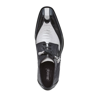 Mauri Whispers 3070 Men's Shoes Acre Raindrops & Black Exotic Alligator / Ostrich Leg Derby (MA5256) (Special Order)-AmbrogioShoes