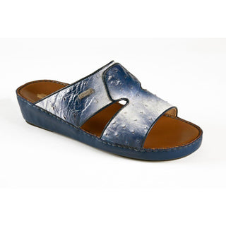 Mauri White / Blue Oxtrich Casual Sandals 1756-1 (MAO1058)-AmbrogioShoes