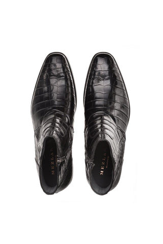 Mezlan 3663-J Belucci Black Exotic Alligator Zipper Boots (MZ3699)-AmbrogioShoes