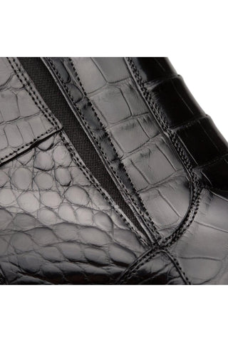Mezlan 3663-J Belucci Black Exotic Alligator Zipper Boots (MZ3699)-AmbrogioShoes