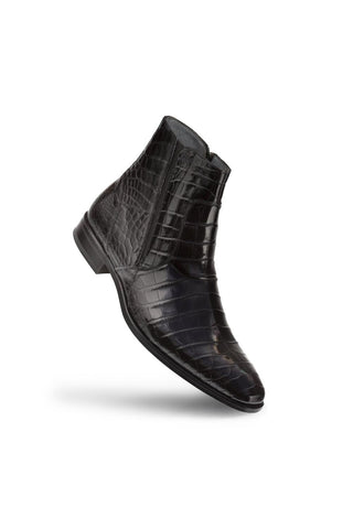 Mezlan 3663-J Belucci Black Exotic Alligator Zipper Boots (MZ3699)-AmbrogioShoes