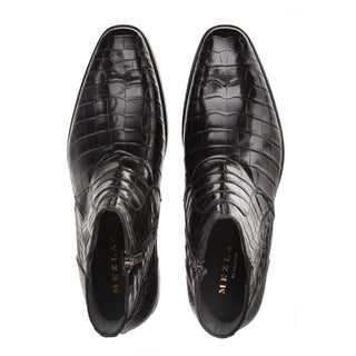 Mezlan 3663-J Belucci Men's Shoes Black Exotic Alligator Zipper Boots (MZ3699)-AmbrogioShoes