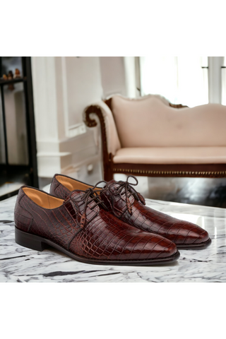 Mezlan 4574-J Moscow Alligator Plain Toe Derby (MZ3182)-AmbrogioShoes