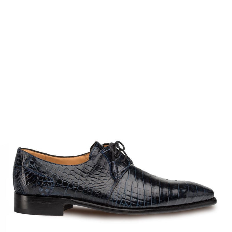 Mezlan Moscow Men's Shoes Dark Blue Alligator Plain Toe Oxfords 4574-J (MZ3181)-AmbrogioShoes
