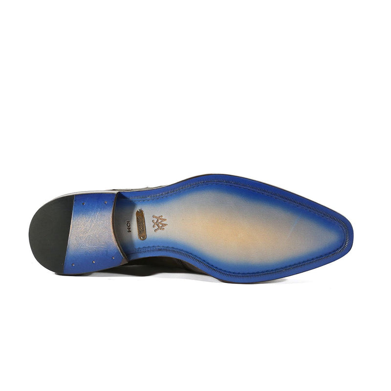 Mezlan 4732-S Tillson Men's Shoes Navy Blue Exotic Ostrich Derby Oxfords (MZS3302)-AmbrogioShoes
