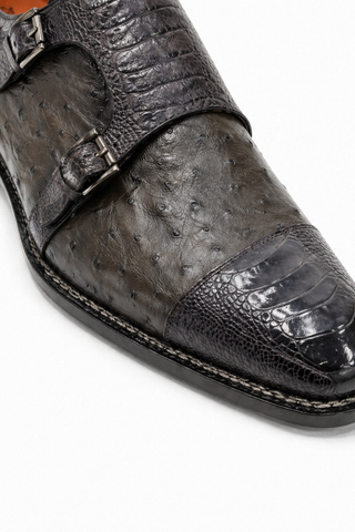 Mezlan 4957-SP Ostrich & Crocodile Double Monk-Strap Loafer (90)(121)