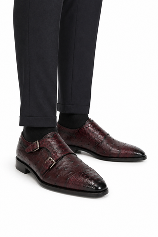 Mezlan 4957-SP Ostrich & Crocodile Double Monk-Strap Loafer (90)(121)