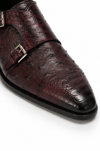 Mezlan 4957-SP Ostrich & Crocodile Double Monk-Strap Loafer (90)(121)