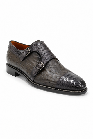 Mezlan 4957-SP Ostrich & Crocodile Double Monk-Strap Loafer (90)(121)