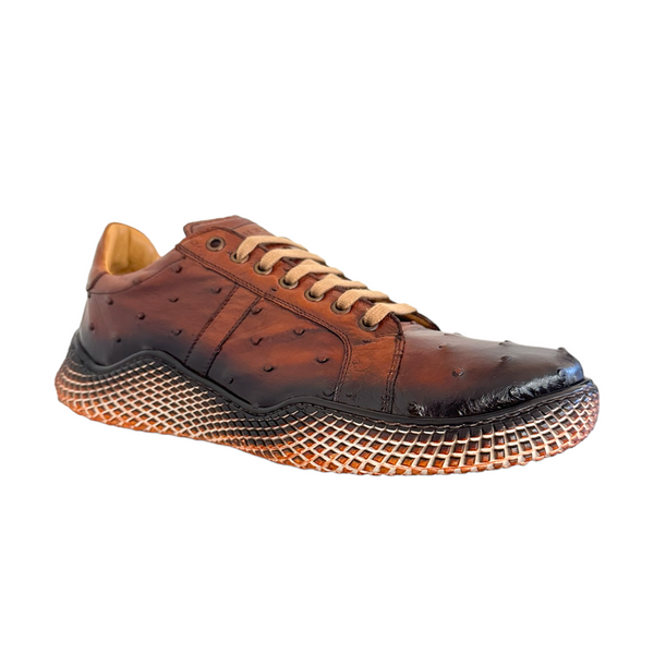 Mezlan 4970-S Men's Shoes Brandy Exotic Ostrich-Skin Sneakers (MZ3673)-AmbrogioShoes