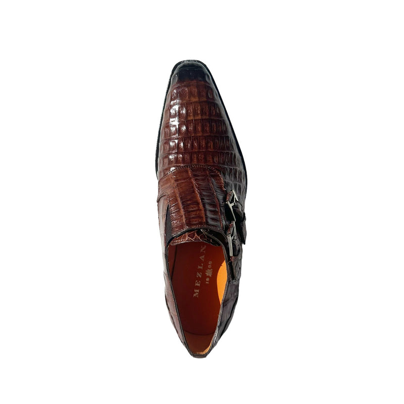 Mezlan 4990-F Men's Shoes Sport Brown Exotic Crocodile-Skin Double Monk-Straps Loafers (MZ3671)-AmbrogioShoes