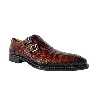 Mezlan 4990-F Sport Brown Exotic Crocodile-Skin Double Monk-Straps Loafers (MZ3671)-AmbrogioShoes