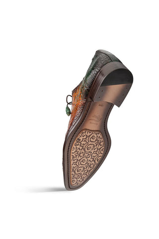 Marble Multi Tone Alligator Oxford, Mens, Alligator, Cognac Multi, By Mezlan