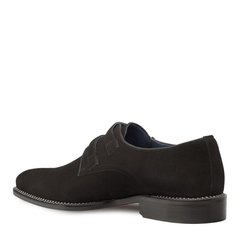 Mezlan 9802 Meier Men's Shoes Black Suede Leather Monk-Straps Loafers (MZ3242)-AmbrogioShoes