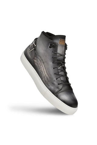 Mezlan A20044 Patina Leather Etched Hi-Top Sneakers (MZ3415)