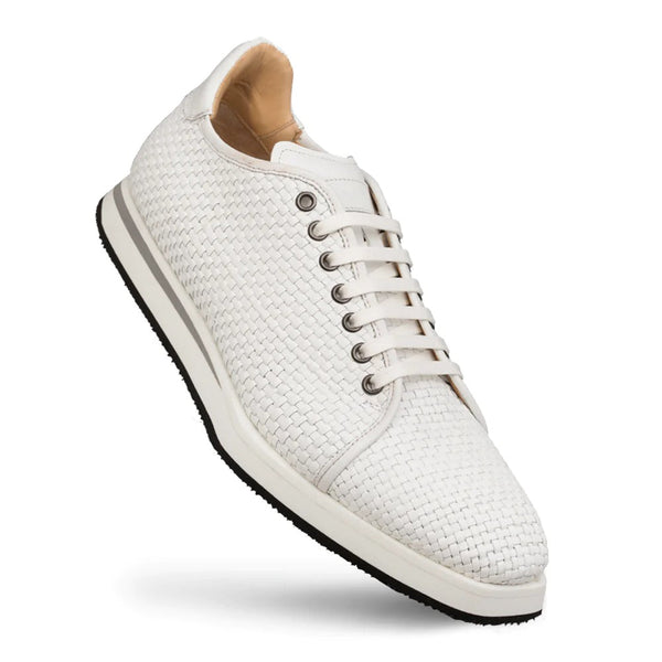 Mezlan A20301 Men's Shoes White Woven / Calf-Skin Leather Sport/Casual Derby Sneakers (MZS3523)-AmbrogioShoes