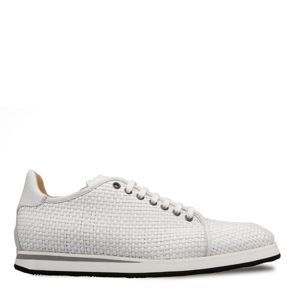 Mezlan A20301 Men's Shoes White Woven / Calf-Skin Leather Sport/Casual Derby Sneakers (MZS3523)-AmbrogioShoes