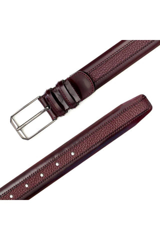 Mezlan AO11113 Men's Leather & Deer-Skin Leather Belt (MZB1156)-AmbrogioShoes