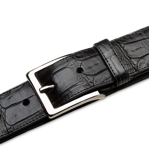 Mezlan AO11523 Black Classic Exotic Crocodile Skin Men's Belt (MZB1240)-AmbrogioShoes