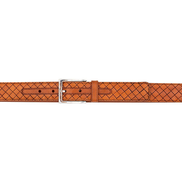Mezlan AO11528 Cognac Woven Calf-Skin Leather Men's Belt (MZB1232)-AmbrogioShoes