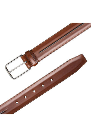 Mezlan AO11532 Men's Center Piped Leather Belts (MZB1249)-AmbrogioShoes