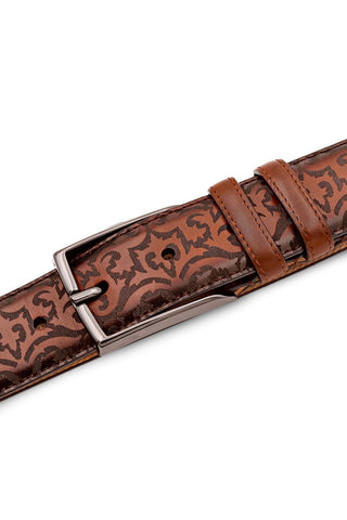 Mezlan AO11677 Men's Laser Embossed Calf-Skin Leather Belts (MZB1247)-AmbrogioShoes