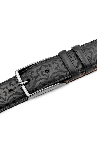 Mezlan AO11677 Men's Laser Embossed Calf-Skin Leather Belts (MZB1247)-AmbrogioShoes