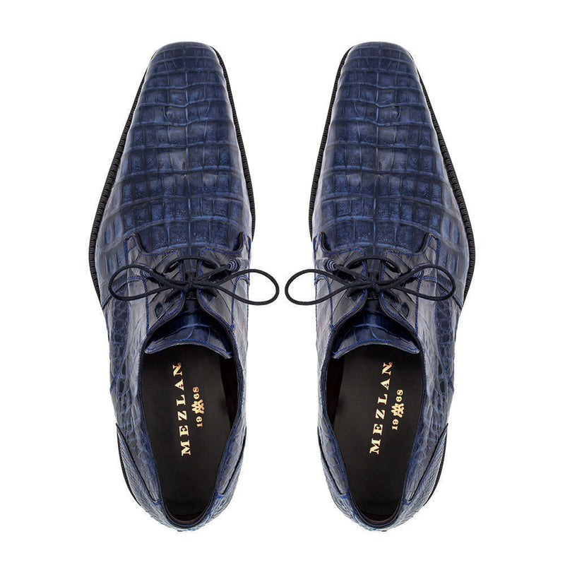 Mezlan Anderson Shoes Blue Crocodile Luxury Men's Oxfords (MZ1001)-AmbrogioShoes