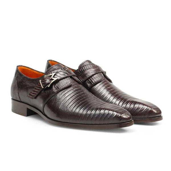 Mezlan Athens 14503-L Men's Shoes D. Brown Genuine Lizard Monk-Strap Loafers (MZS3217)-AmbrogioShoes