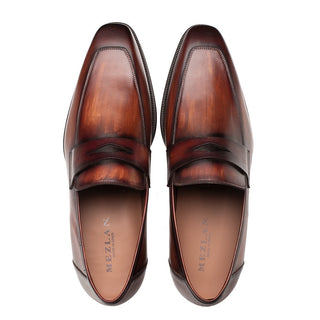 Mezlan Avenue 20910 Men's Shoes Cognac Calf-Skin Leather Penny Loafers (MZ3650)-AmbrogioShoes