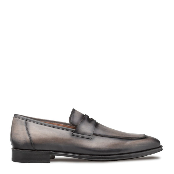Mezlan Avenue 20910 Men's Shoes Gray Calf-Skin Leather Penny Loafers (MZ3651)-AmbrogioShoes